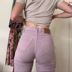 Levi’s Premium Ribcage jeans in dusty lilac corduroy